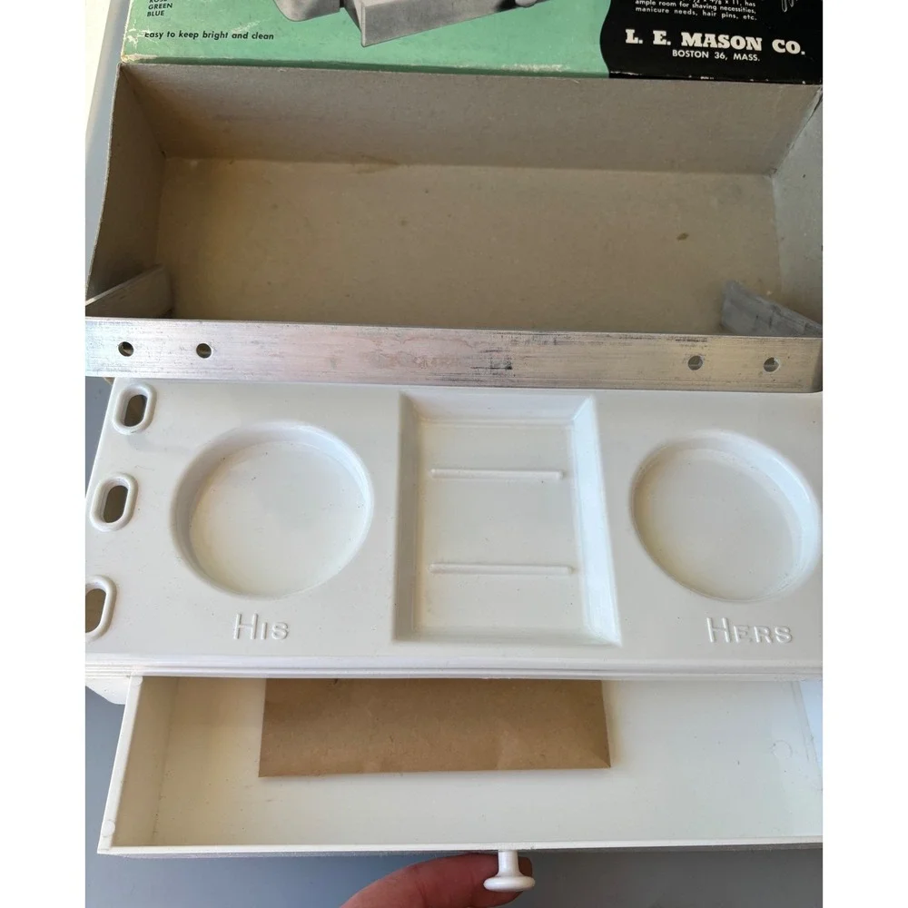 Vintage L.E. Mason Bath-Valet White MCM Wall‎ Mount Organizer His Hers